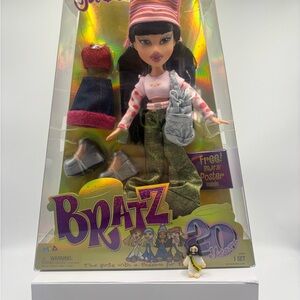 Bratz 20 Years Jade Doll with Green Pants and Pink Top and free poster. NIB.